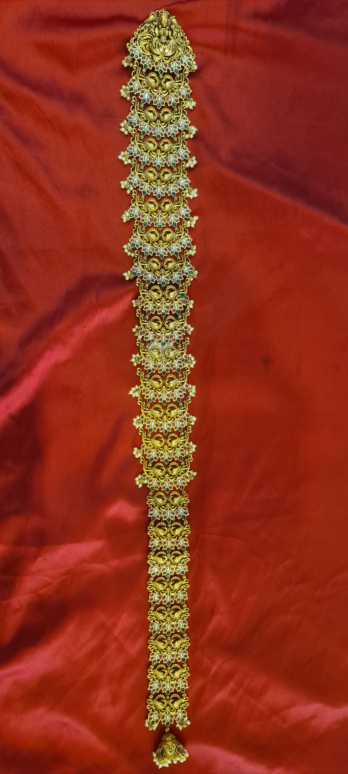 Antique Gold Kundan Bridal Jada Bila | South Indian Temple Hair Jewellery