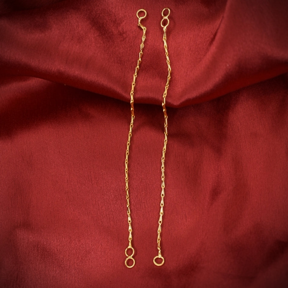 24K Gold Plated Champaswaralu Ear Chains - Classic Bridal Accessory