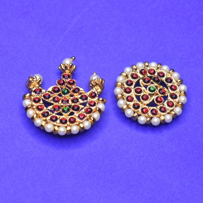 Bharatanatyam Kemp Sun & Moon Jewellery Set - Handmade Temple Dance Ornaments