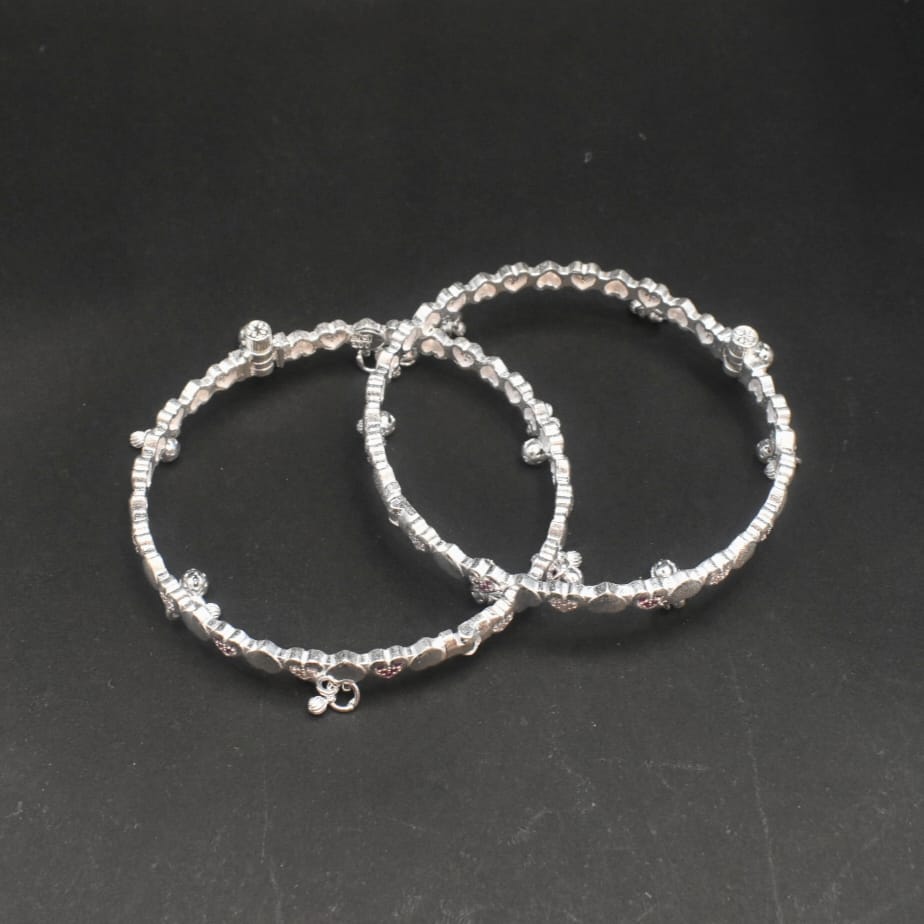 Silver Kada Payal - 800 Purity with Screw System