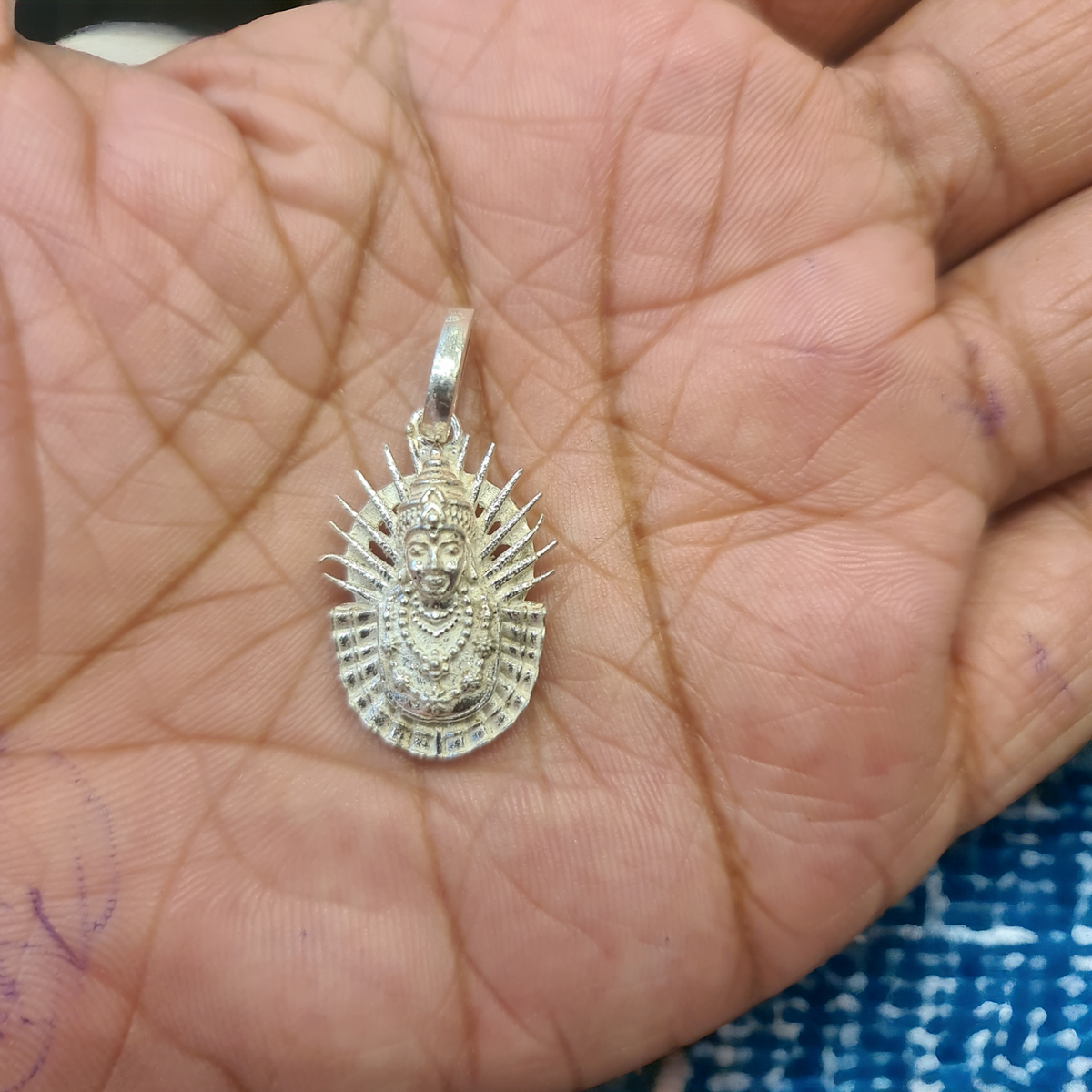 Pure Silver Renuka Ellamma Locket - Authentic Hindu Religious Pendant