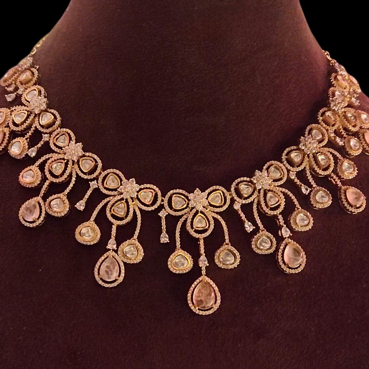 Pink Kundan Necklace & Earrings Set - Traditional Gold Plated Bridal Jewelry