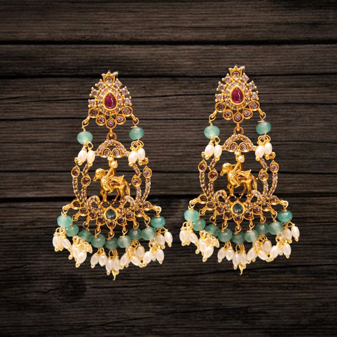 Dashavatar Lakshmi Temple Guttapusalu Necklace Set with Earrings