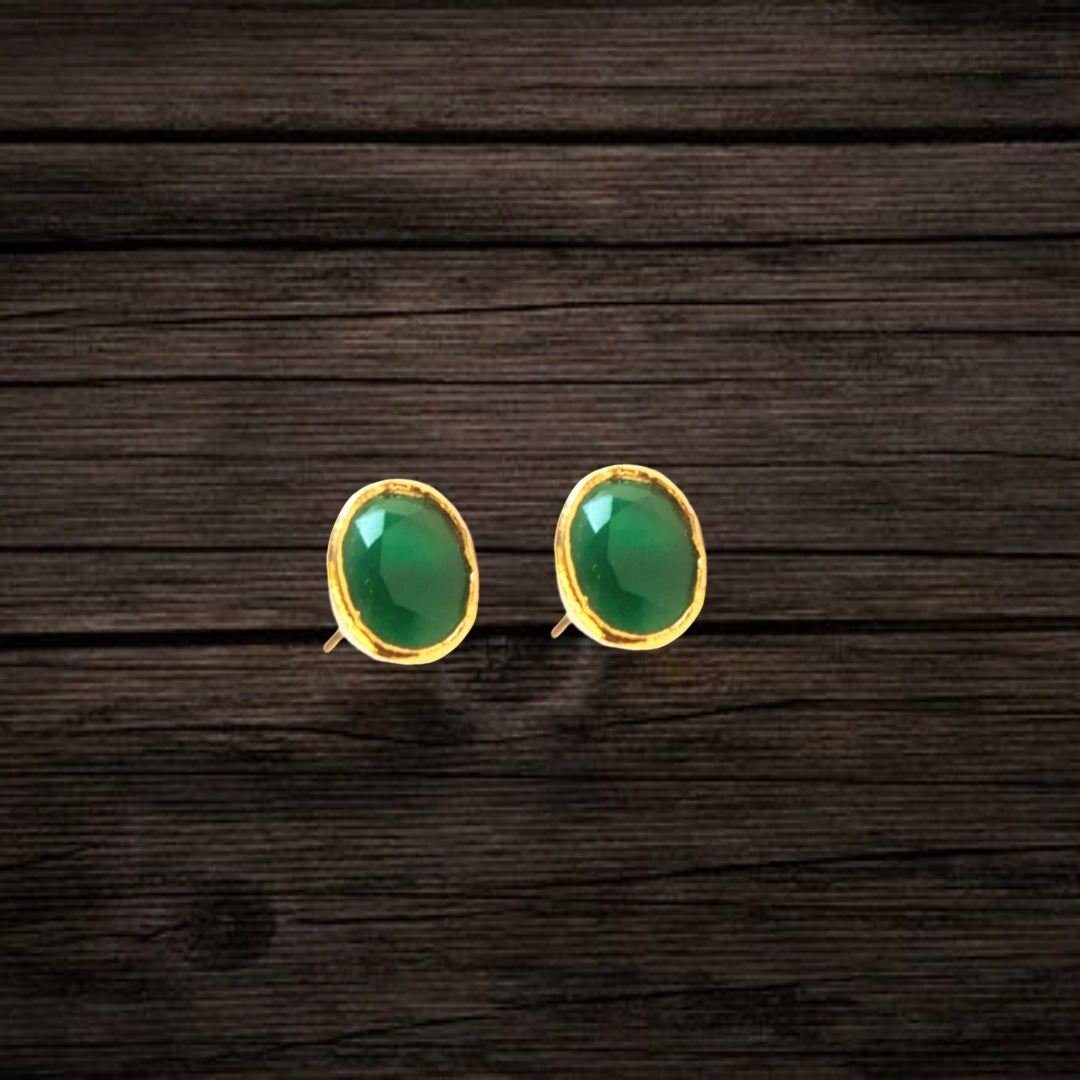 Emerald Oval Shape Stud Earrings Green Stone Designer Asp