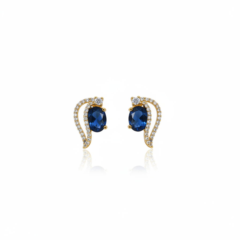 Blue and Green CZ Stud Earrings