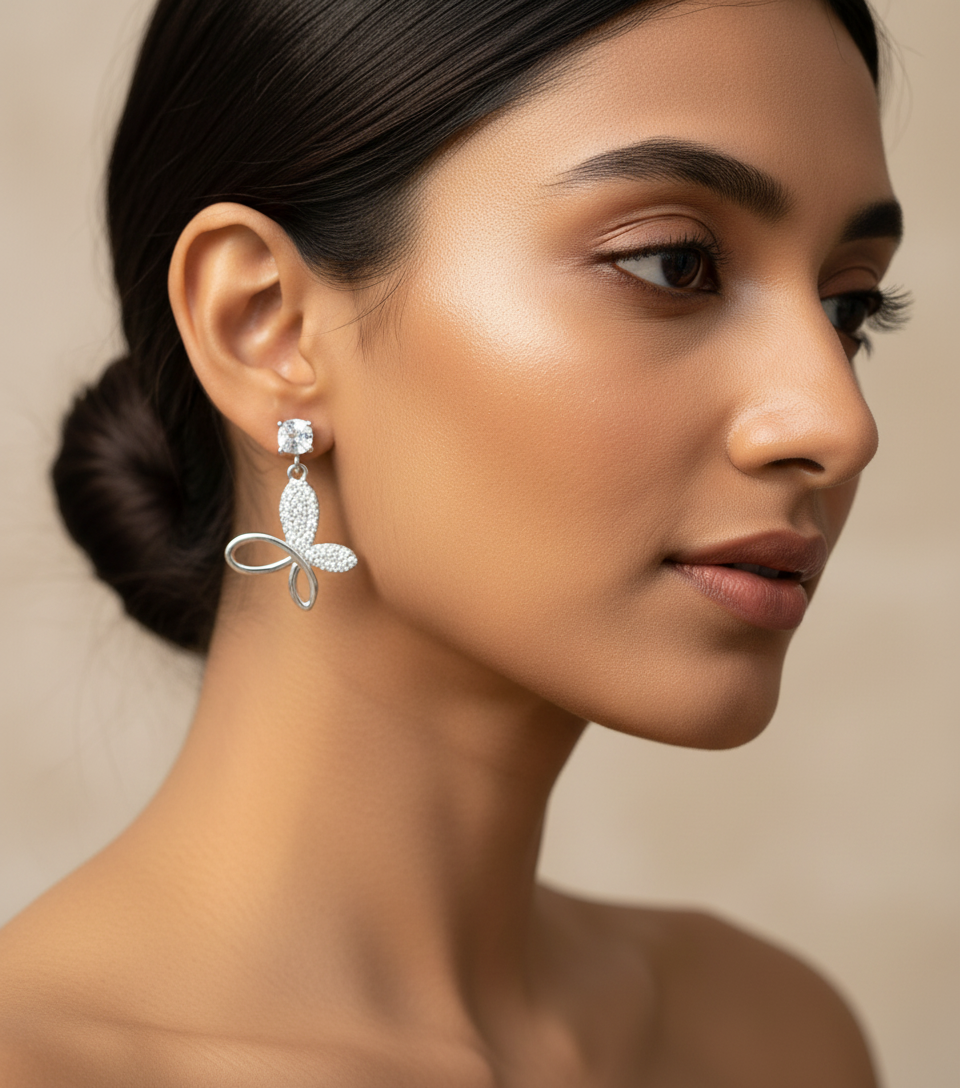 925 Silver Infinity Loop Earrings with Crystal Studs