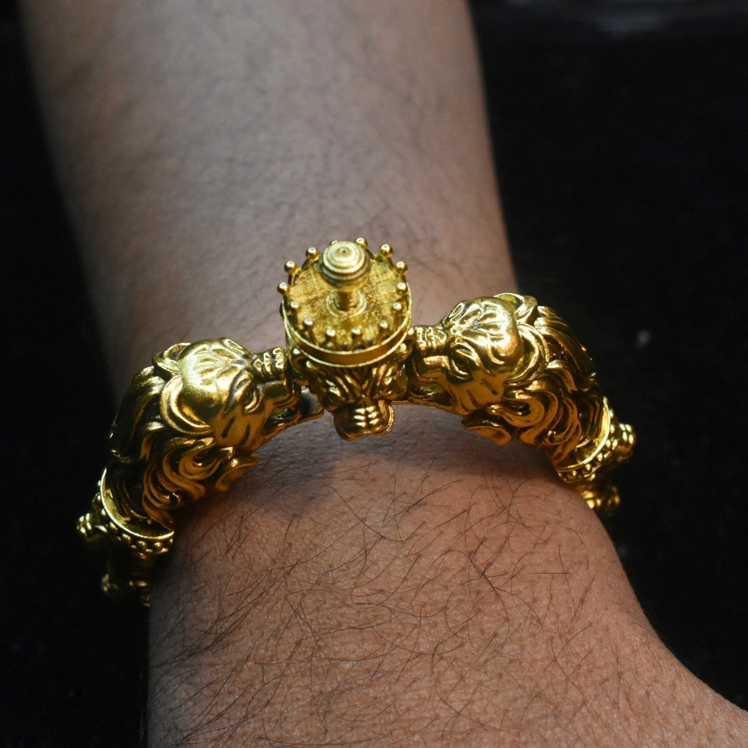 Asp Silver Royal Antique Lion Kada for Men