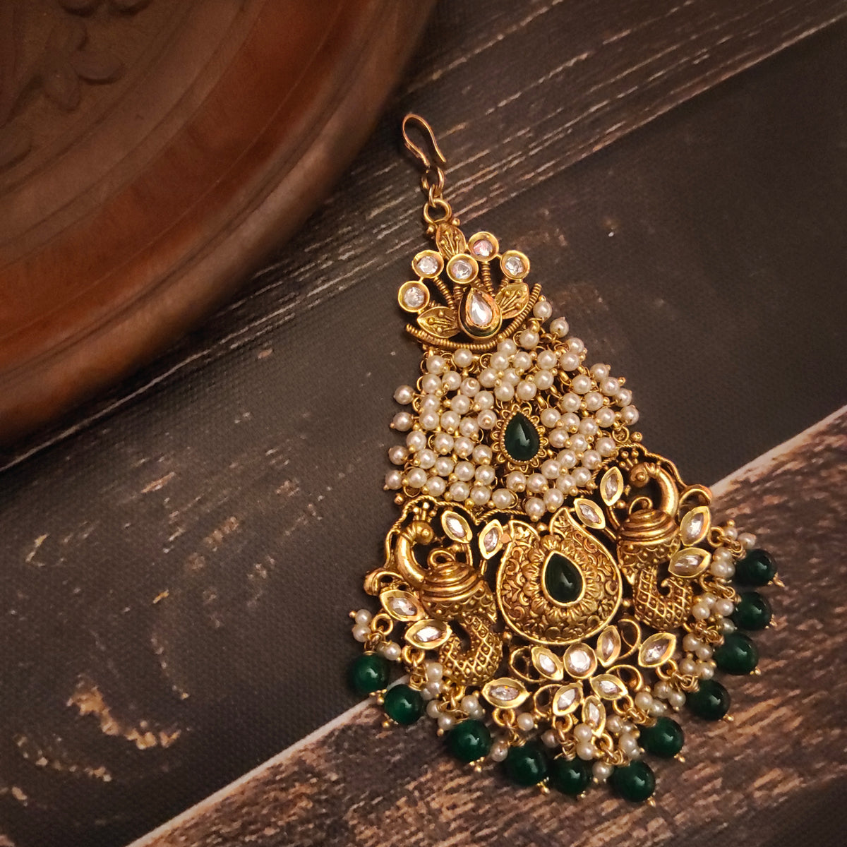 Exquisite Kundan Jhoomer - Traditional Side Maang Tikka for Bridal & Festive Occasions