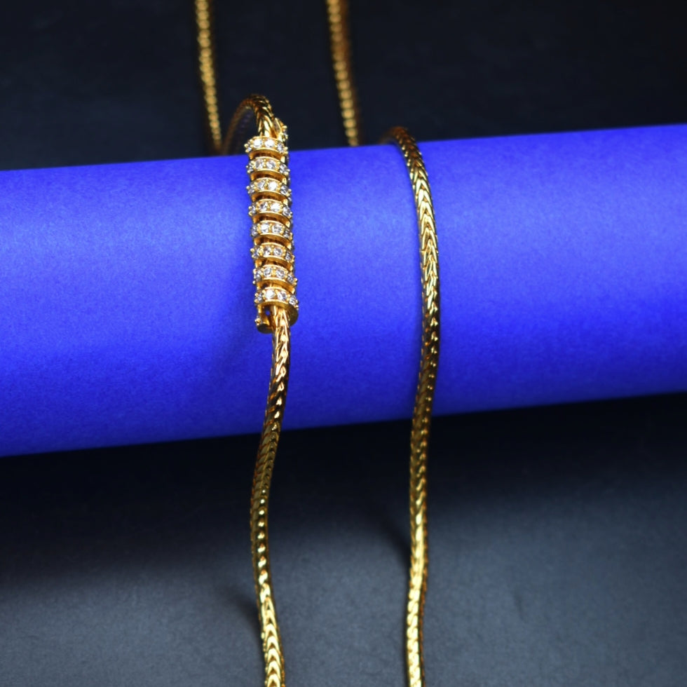 24K Gold Plated Mugappu Chain for Women - Traditional South Indian Jewelry
