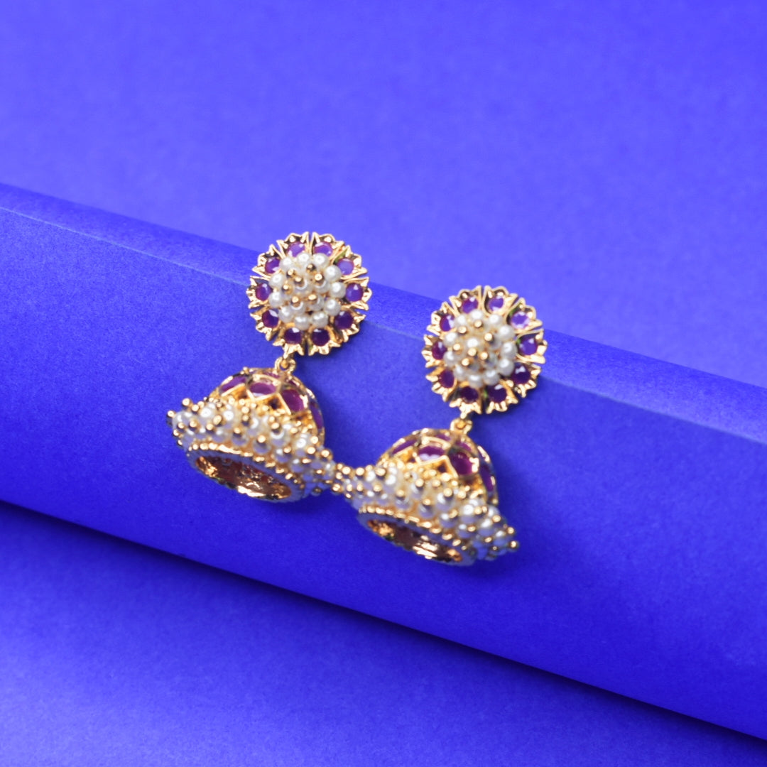 Bellimoda Gold Jhumka Earrings | Traditional 24K Gold Plated Temple Jewellery