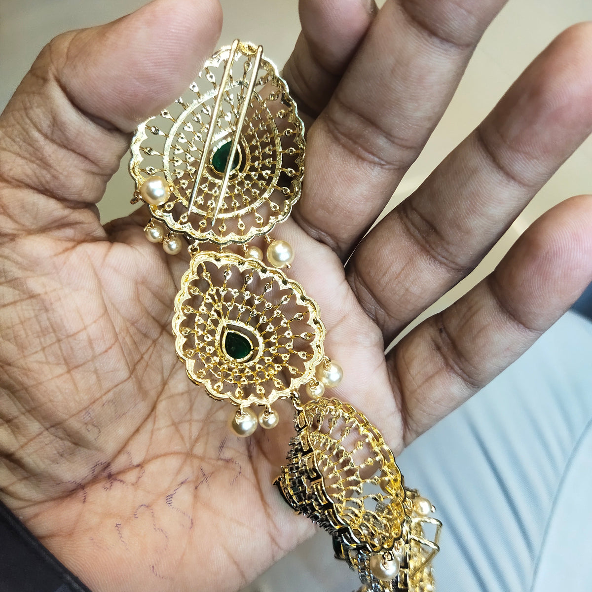 Rhodium Gold Plated Zircon Jada - Premium Bridal Hair Jewelry Set