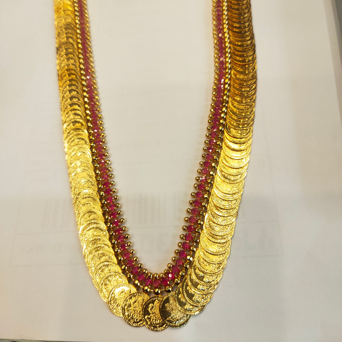 24K Gold Plated Kasu Mala - Traditional South Indian Coin Necklace