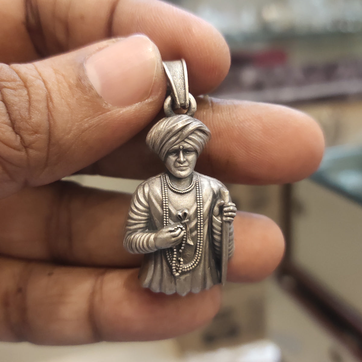 925 Hallmarked Silver Jalaram Bapa Pendant