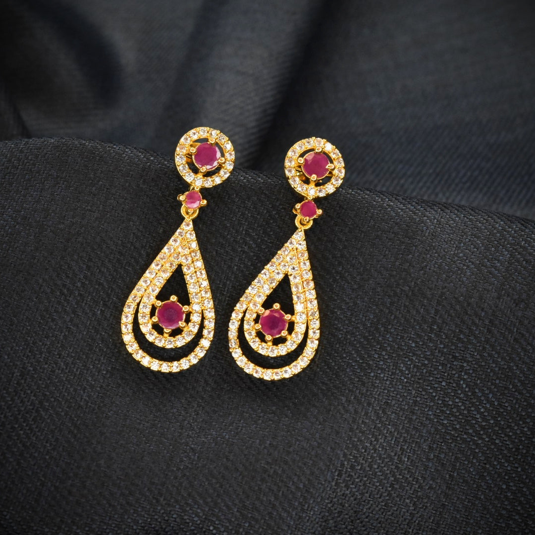 CZ Drop Earrings | 24K Gold Plated Chandelier Earrings for Women