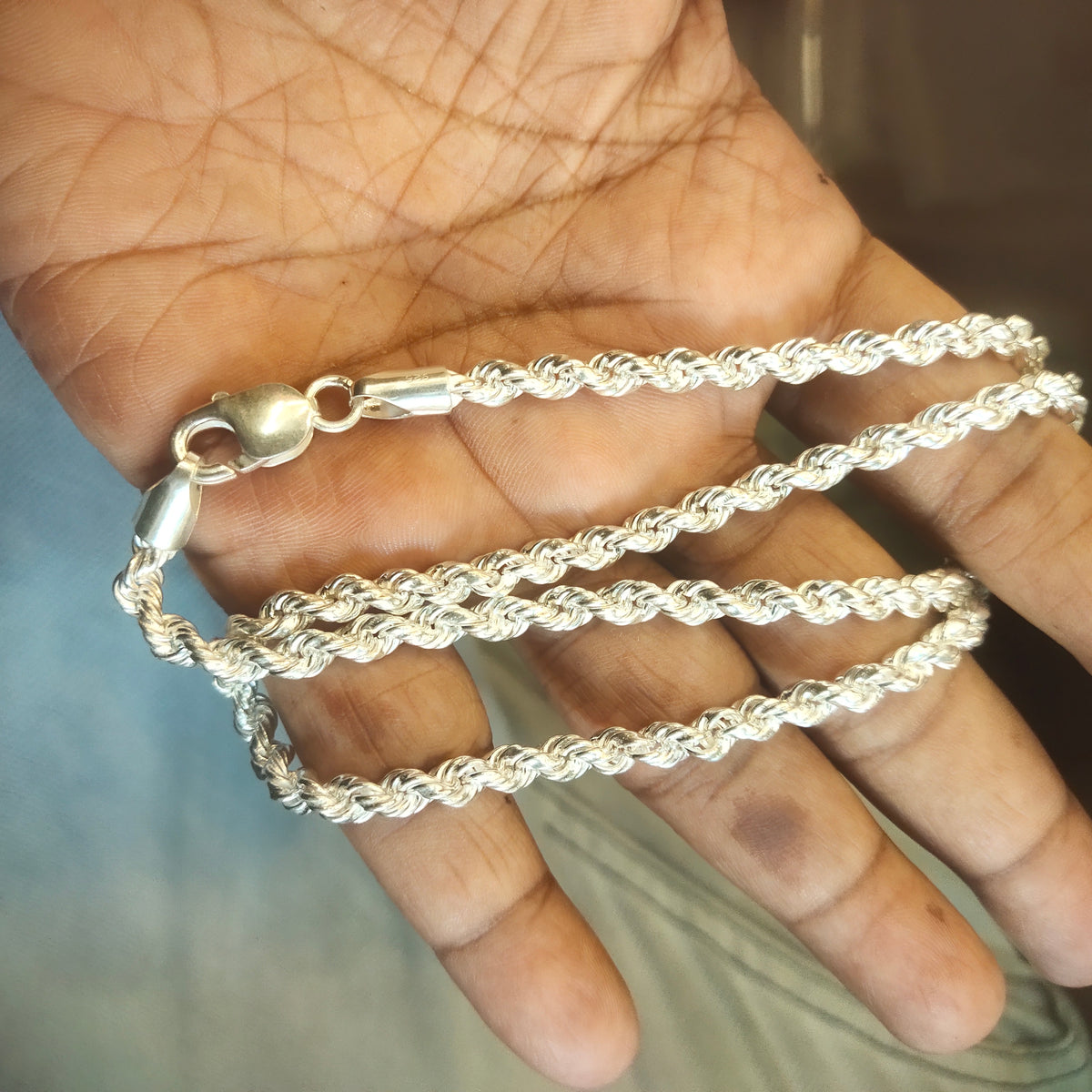 925 Sterling Silver Rope Chain Necklace - 18 Inches | Hallmarked 40g