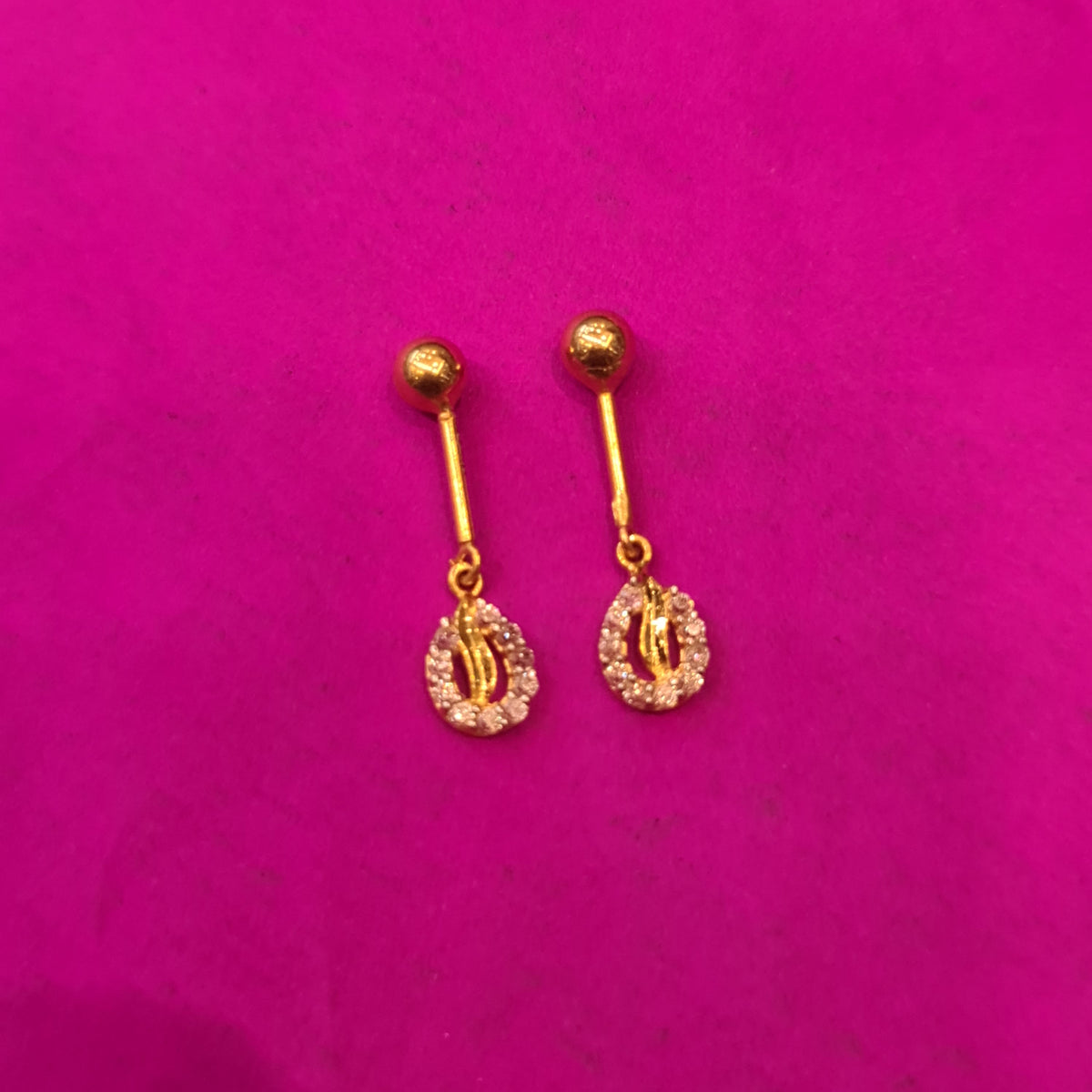 18k Bugudi/Coppu Earrings - Hallmarked Gold