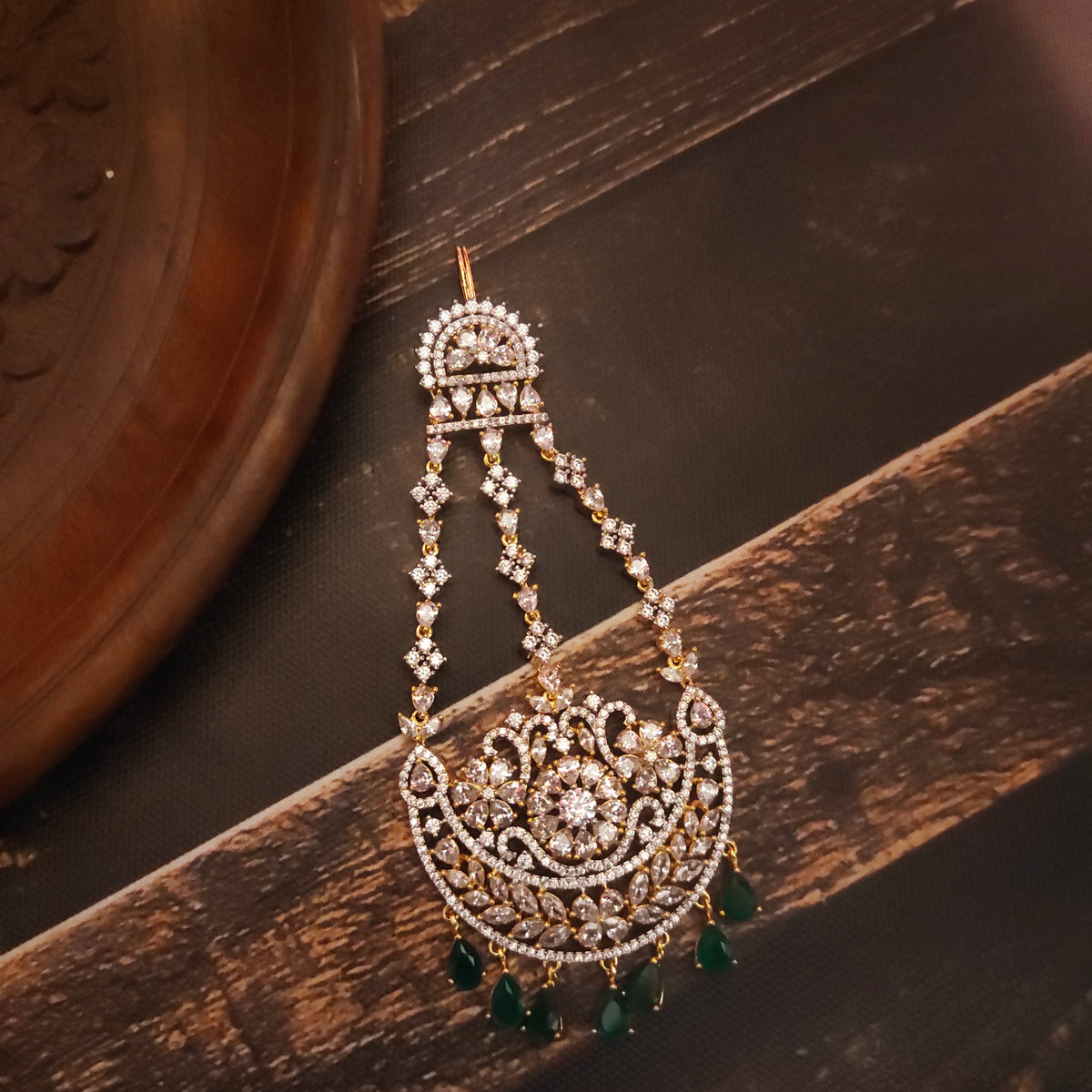 "Dazzling Elegance: American Diamond Jhoomer/Passa โ The Perfect Bridal Accent by Asp Fashion Jewellery"