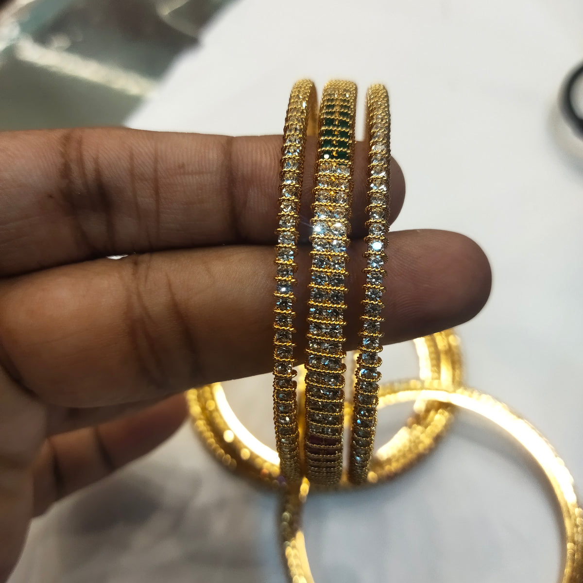Asp Zircon Gold Plated Bangles Set