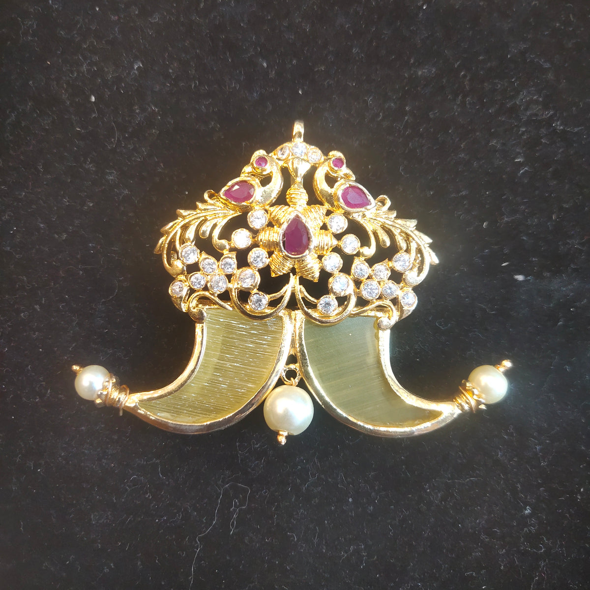 Ruby Stone Puligoru Locket for Men - 24K Gold Plated Antique Design