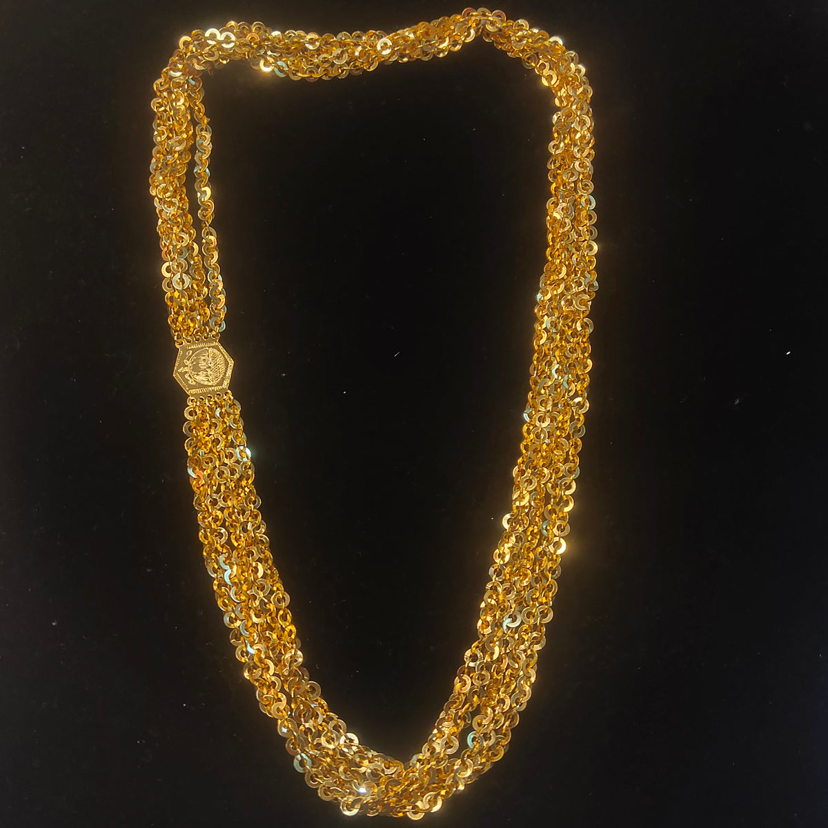 Gold Multi-Strand Coin Chain Necklace โ Layered Statement Jewelry