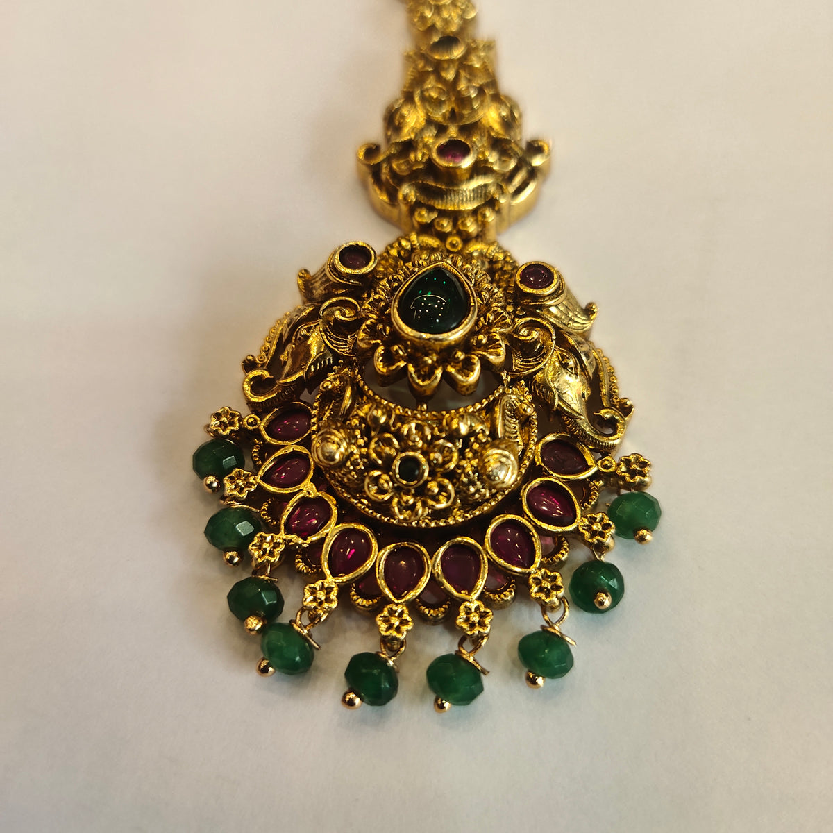Antique Kemp Maang Tikka - Traditional Indian Bridal Jewelry