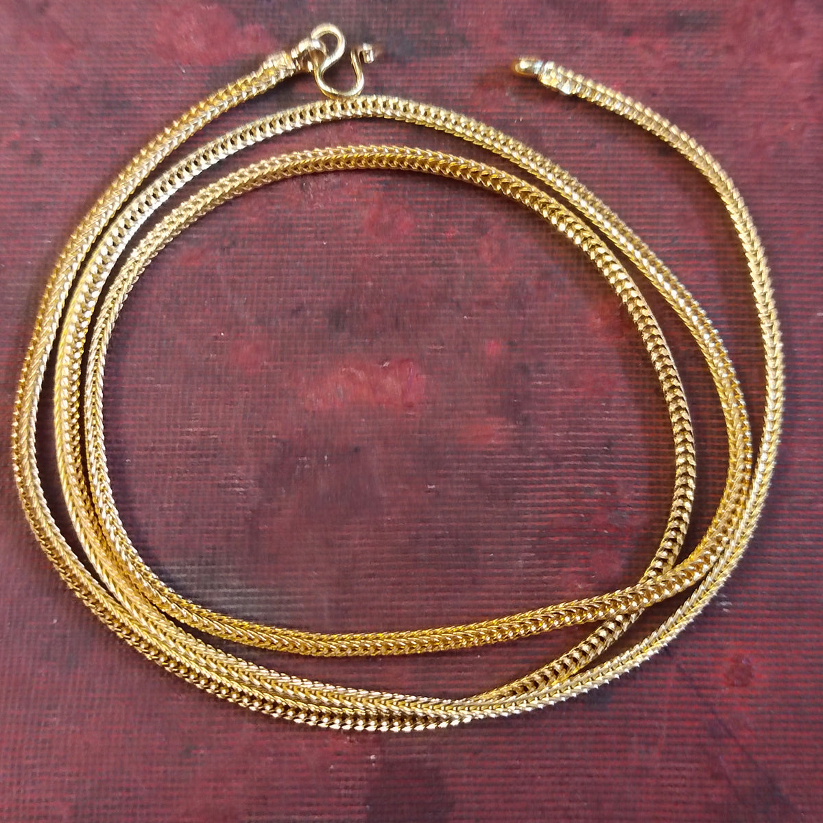 24K Gold-Plated Woven Link Chain with S-Hook