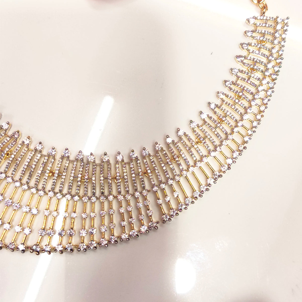 Glamorous American Diamond Necklace Set - Show-Stopping Bridal Jewellery