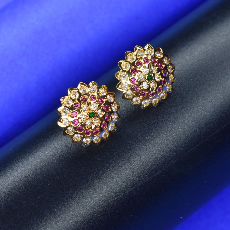 One Gram Gold Plated Kammalu Earrings Traditional South Indian Daily Wear Studs
