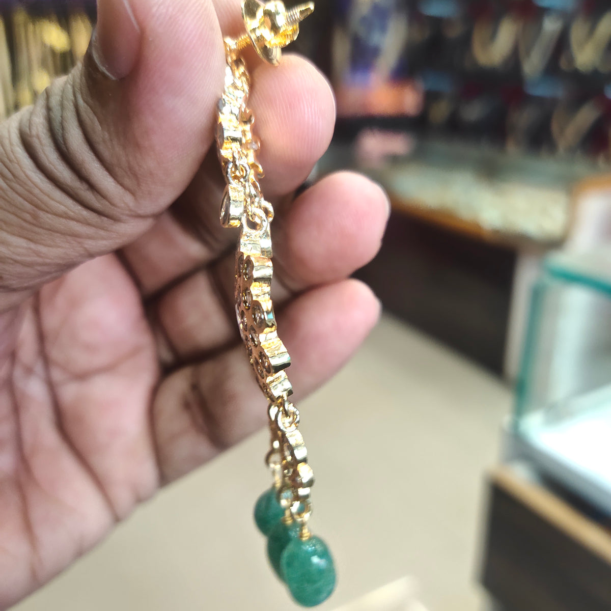 Asp Gold-Finished 3-Layered Zircon Long Necklace Set