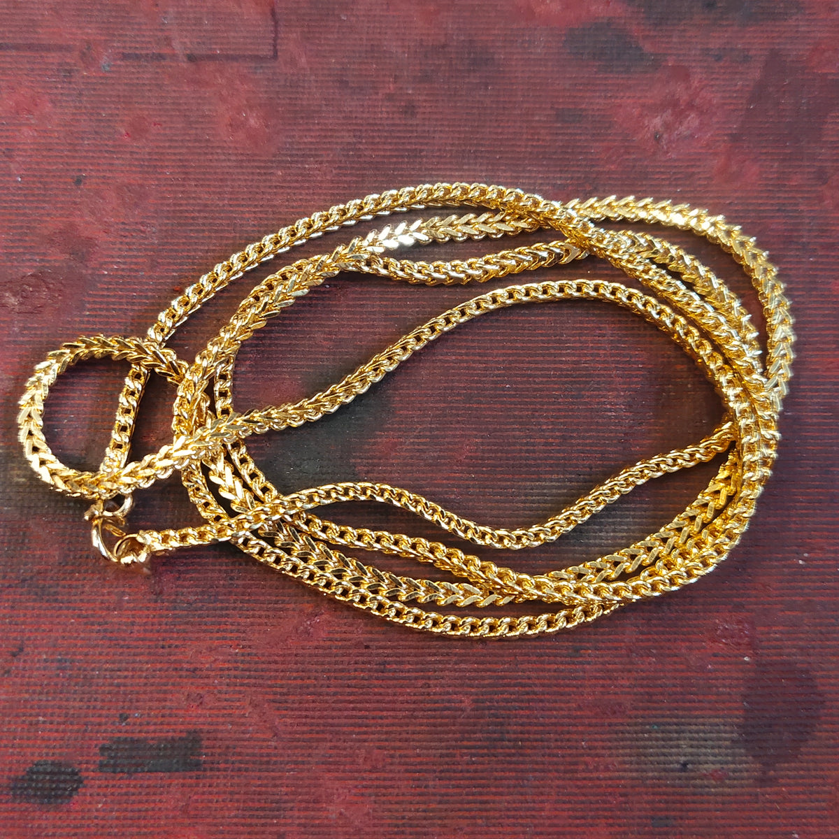 24K Gold-Plated Twisted Link Chain with S-Hook