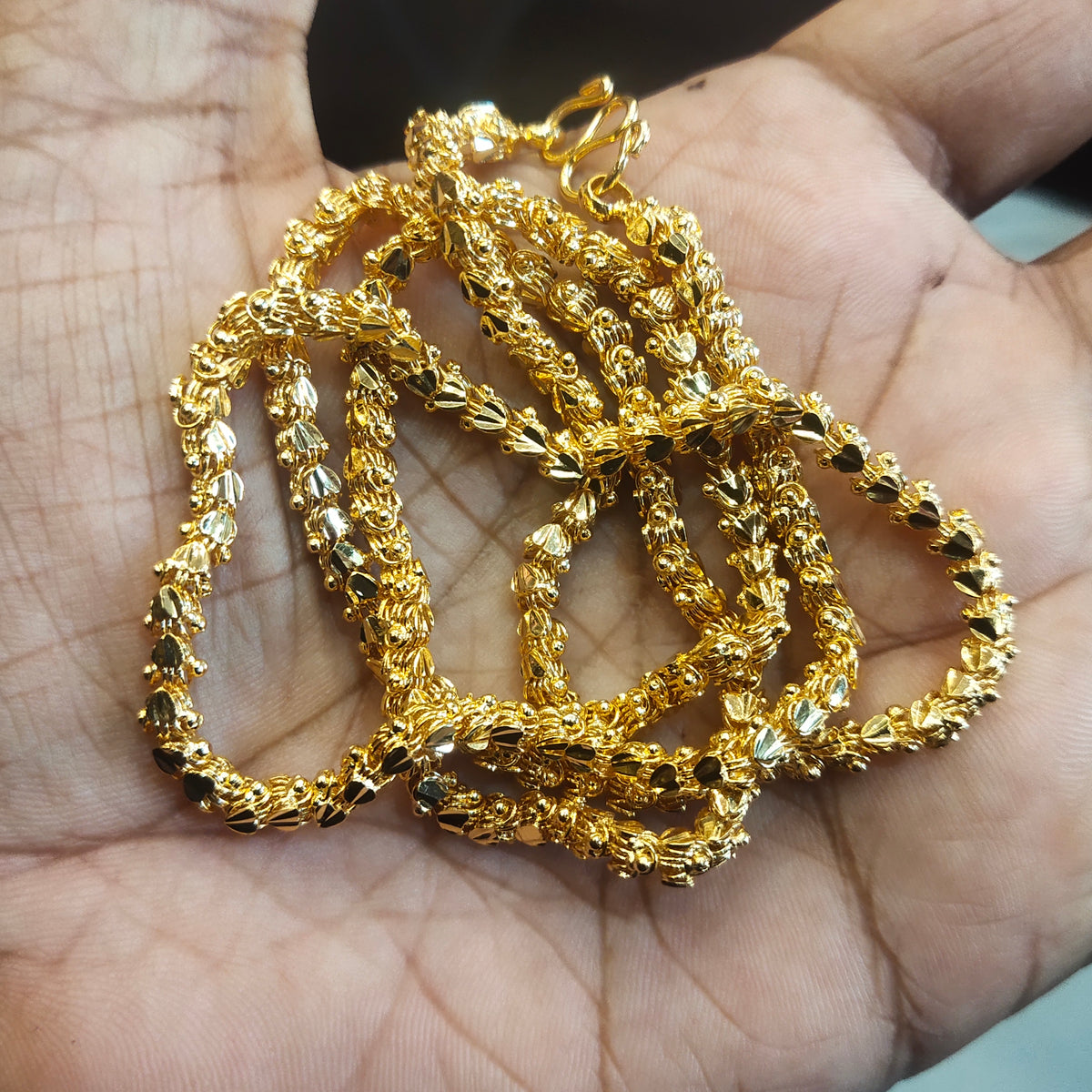 24K Gold Plated Chandramukhi Chain - 24 Inches