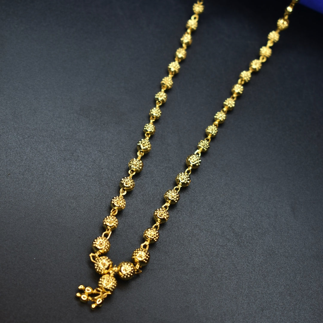 24K Gold Plated Balls Mala Necklace for Women - 18 Inches