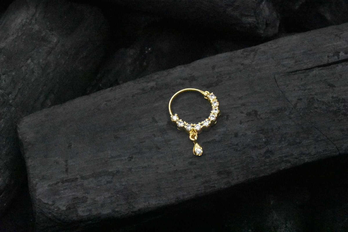 Very Classy Gold Finish American Diamond Nose Nath