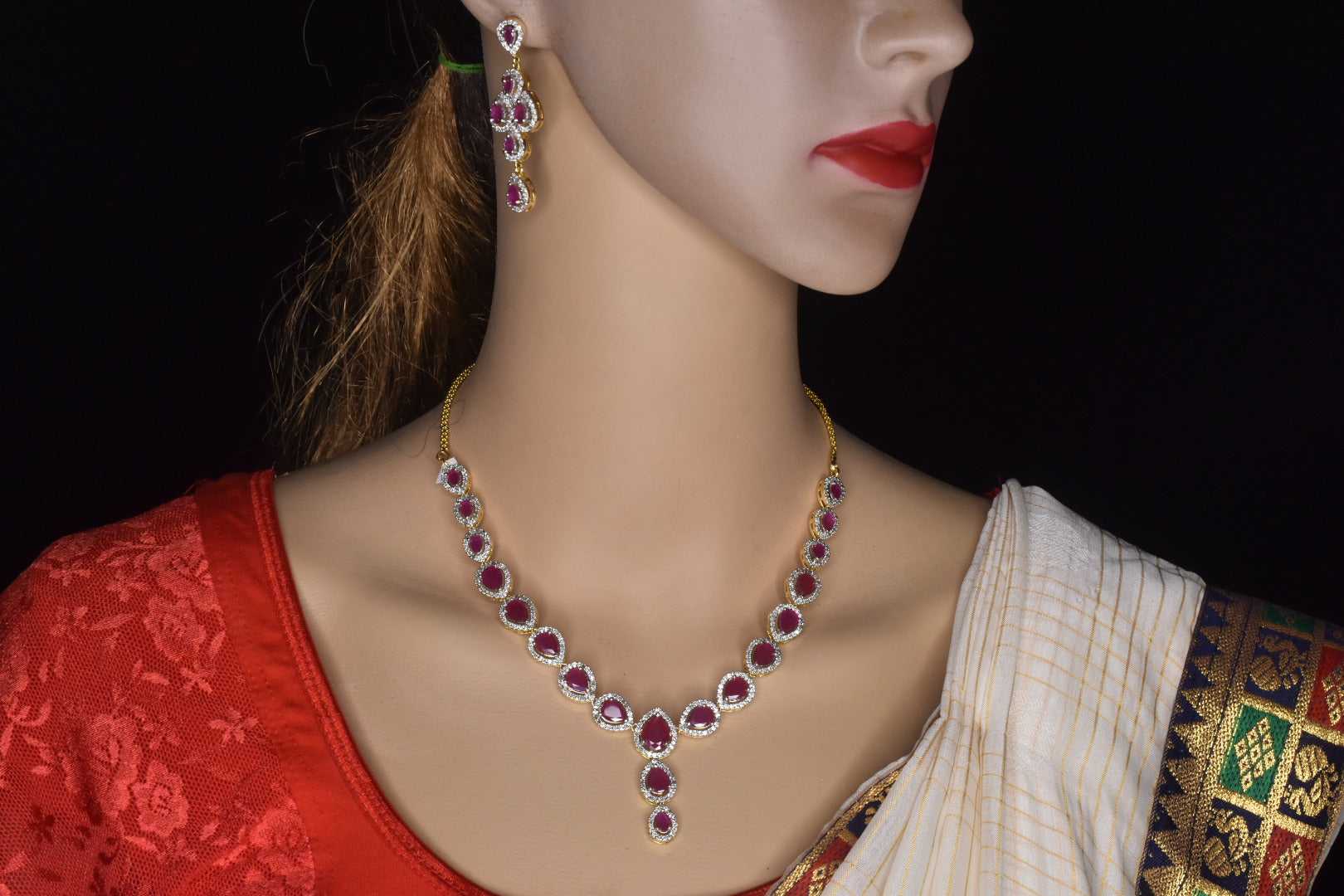 Ruby stone's Simple Necklace