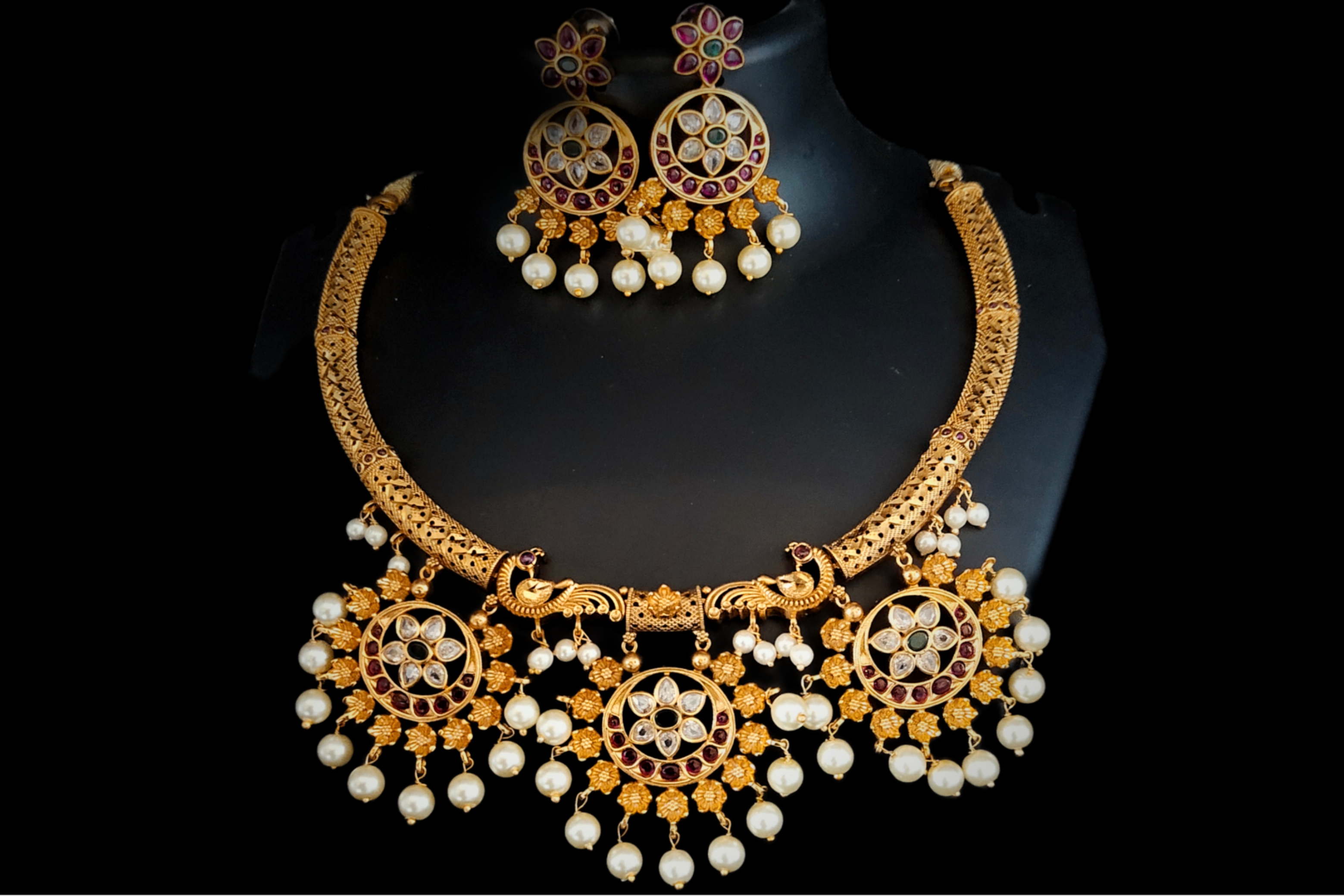 One Gram Gold Antique Necklace set With Kanti Style By Asp Fashion