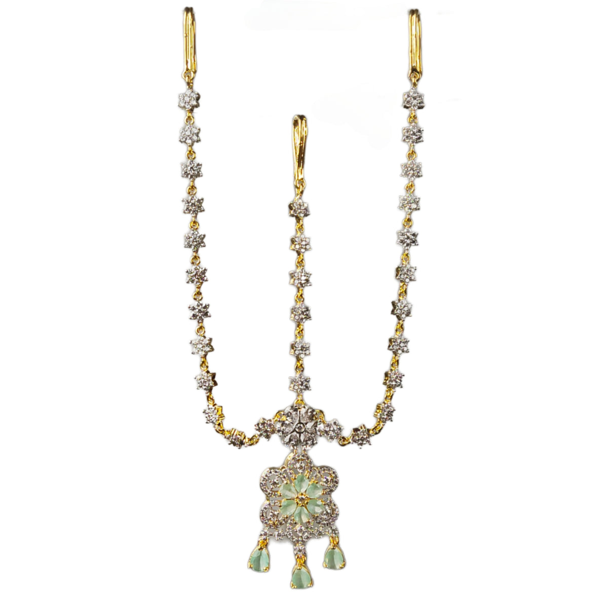 Classic American Diamond Mathapatti - Premium 24K Gold Plated Bridal Jewelry | Asp Fashion