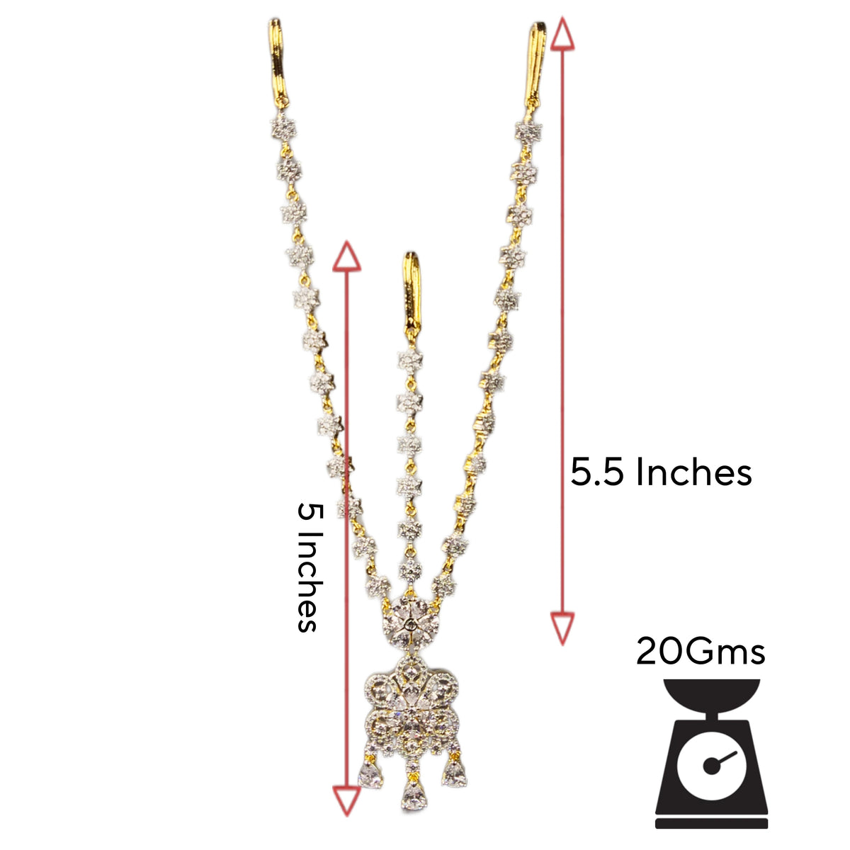 Classic American Diamond Mathapatti - Premium 24K Gold Plated Bridal Jewelry | Asp Fashion