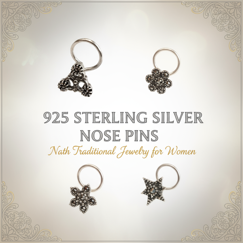 925 Sterling Silver Nose Pins - Nath Traditional Jewelry for Women