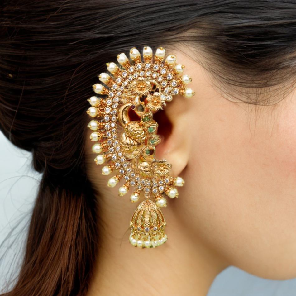 South Indian Traditional Ear Cuffs - Temple Jewelry Collection