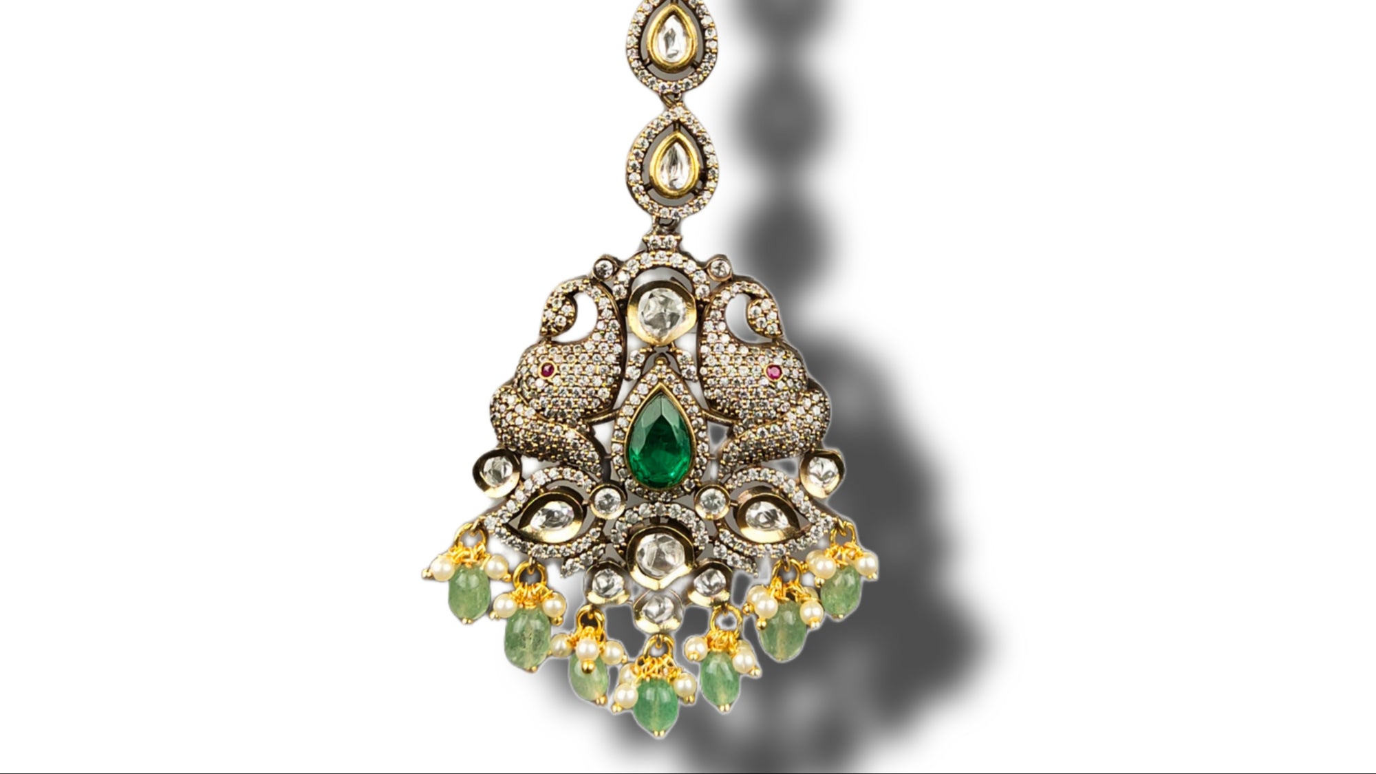 Victorian Maang Tikka - American Diamond Forehead Jewelry for Women
