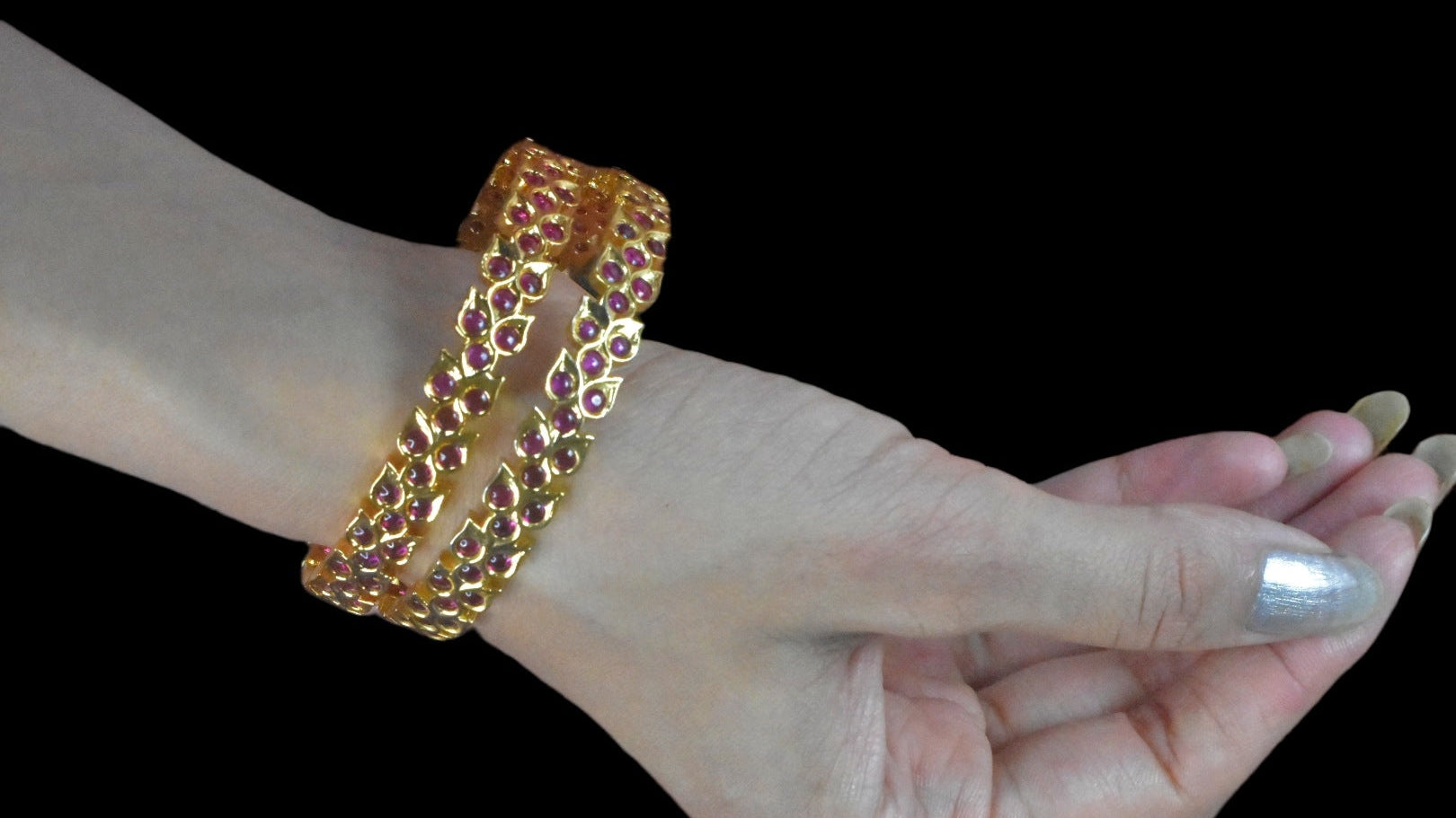 Kemp Bangles Collection - Traditional South Indian Red Stone Jewelry