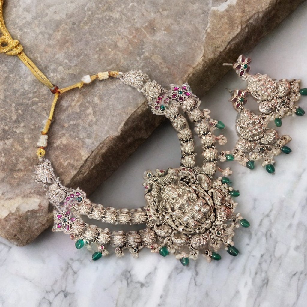 Oxidised Silver Short Necklaces - Vintage Style Jewelry for Women