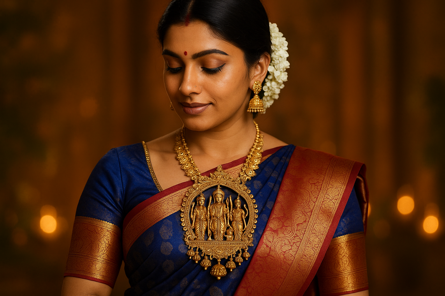 Ram Parivar Temple Jewelry - Sacred Haram Necklace Collection