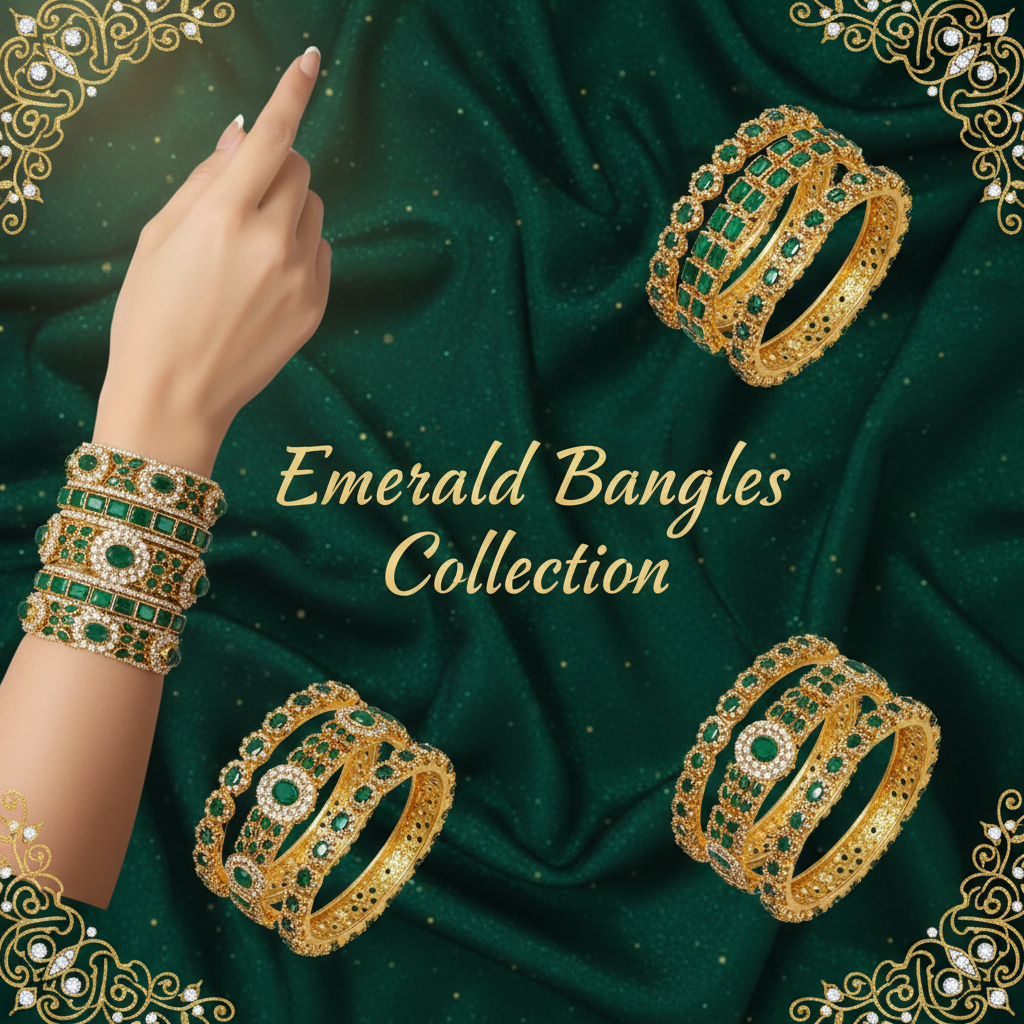 Emerald Bangles - Green Stone Fashion Bracelets & Jewelry for Women
