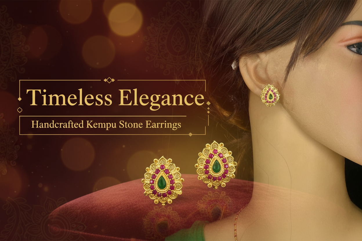 Handmade Kempu Stud Earrings 
