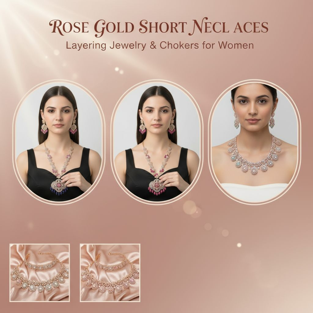 Rose Gold Short Necklaces - Layering Jewelry & Chokers for Women