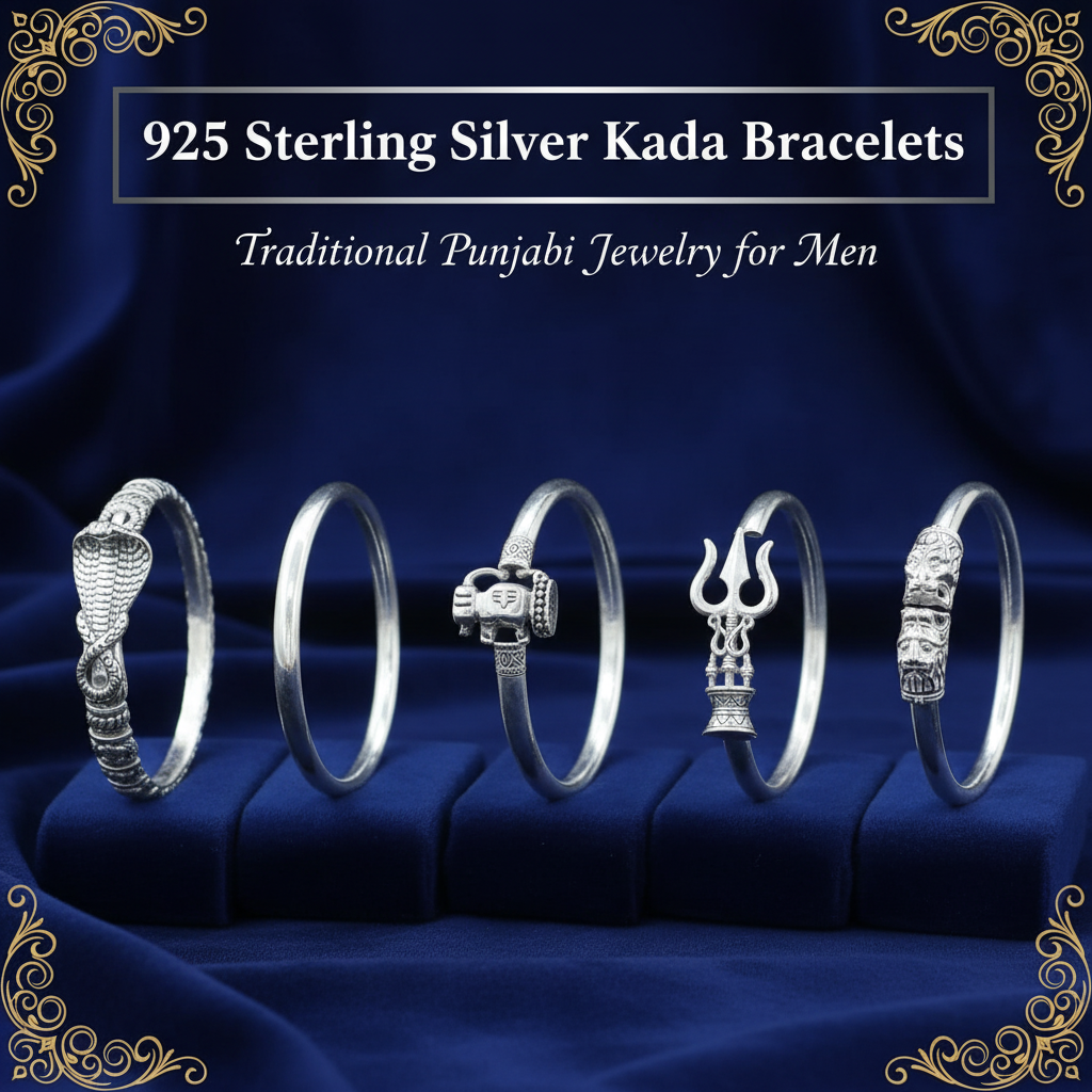 Silver Oxidized Trishul Damroo Kada for Men - Lord Shiva Bracelet | 800 Purity