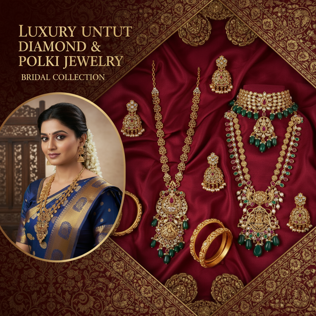 Uncut Diamond Long Necklaces - Polki Diamond Statement Jewelry for Women