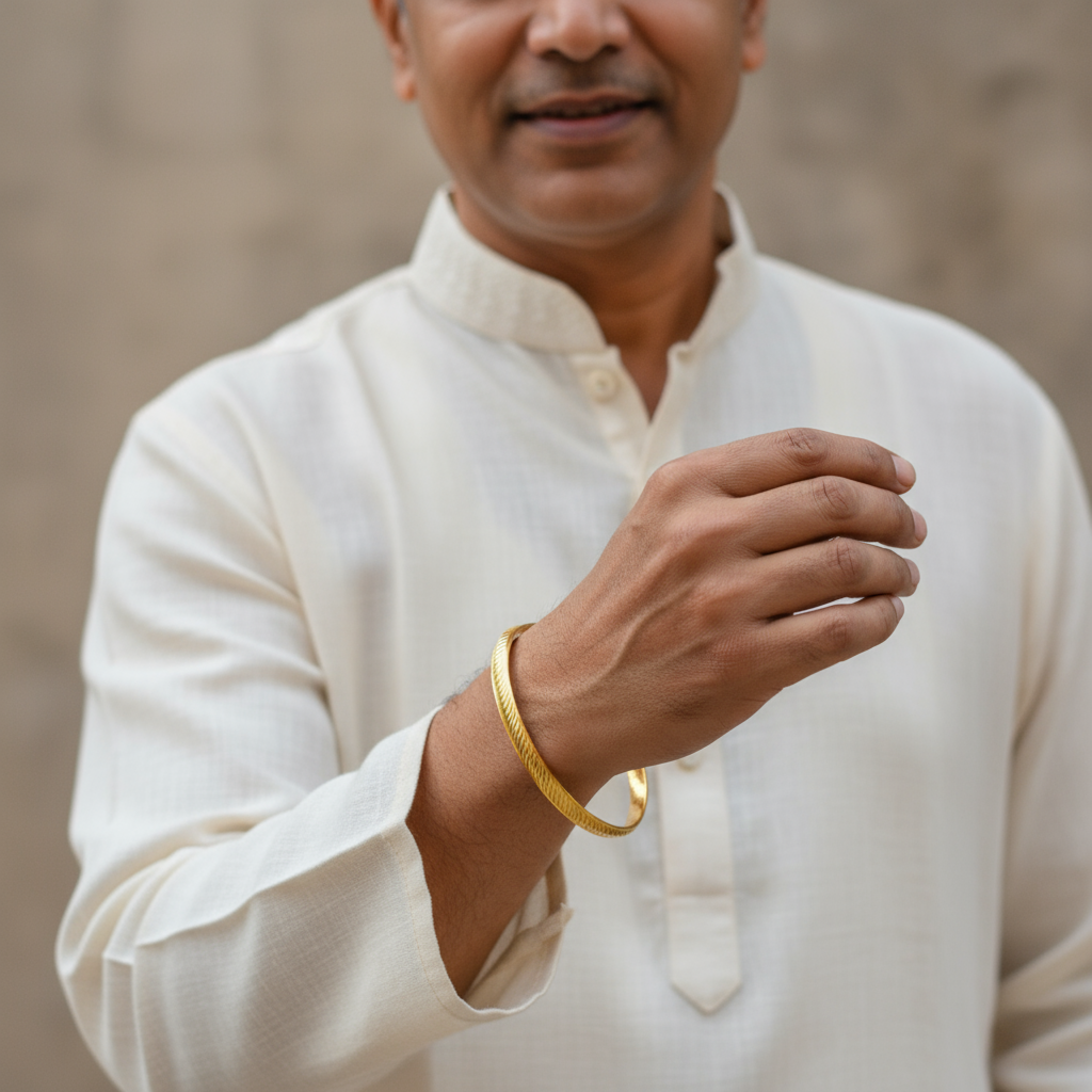 24K Gold Plated Anti-Tarnish Men's Kada for Daily Use