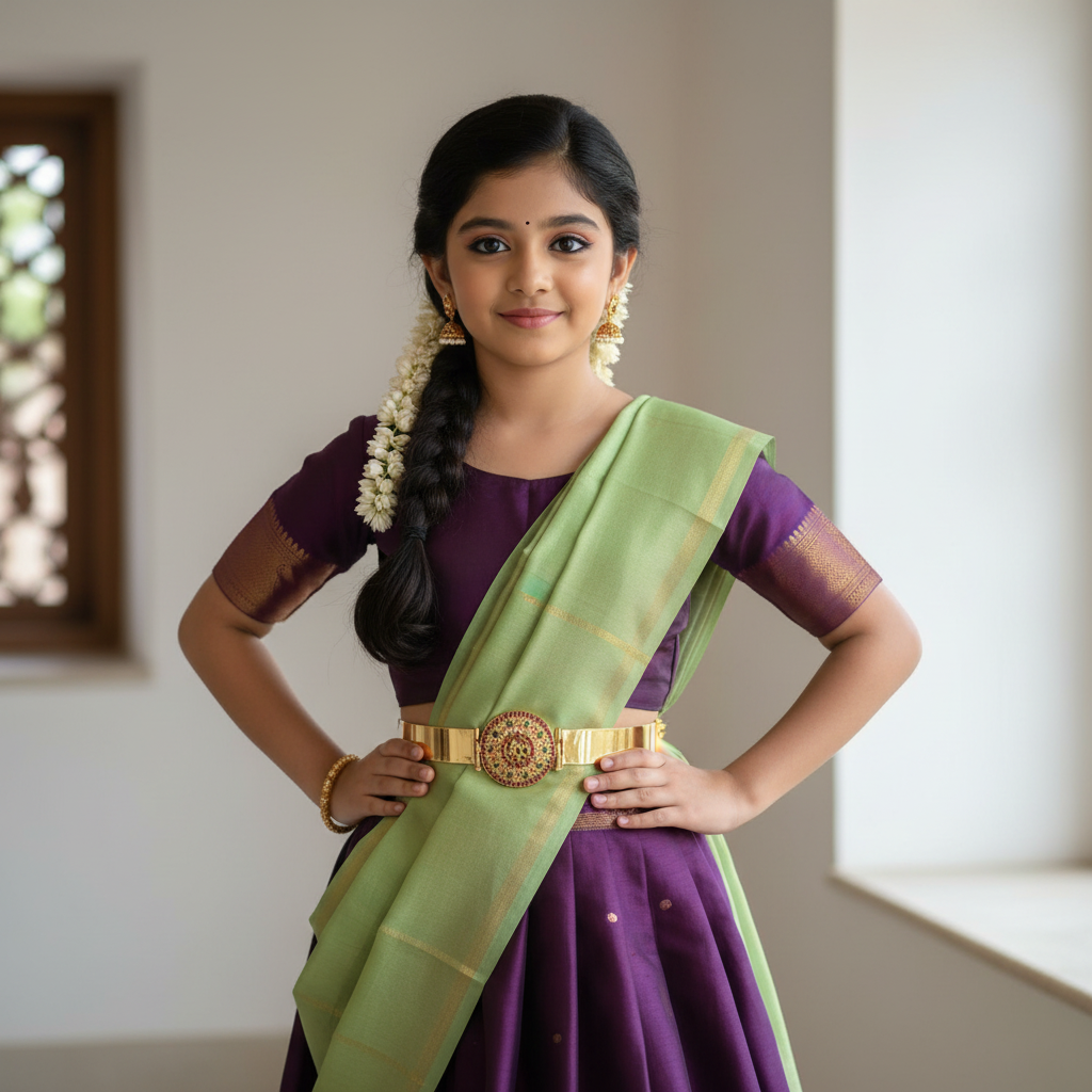 10-year-old girl wearing vaddanam